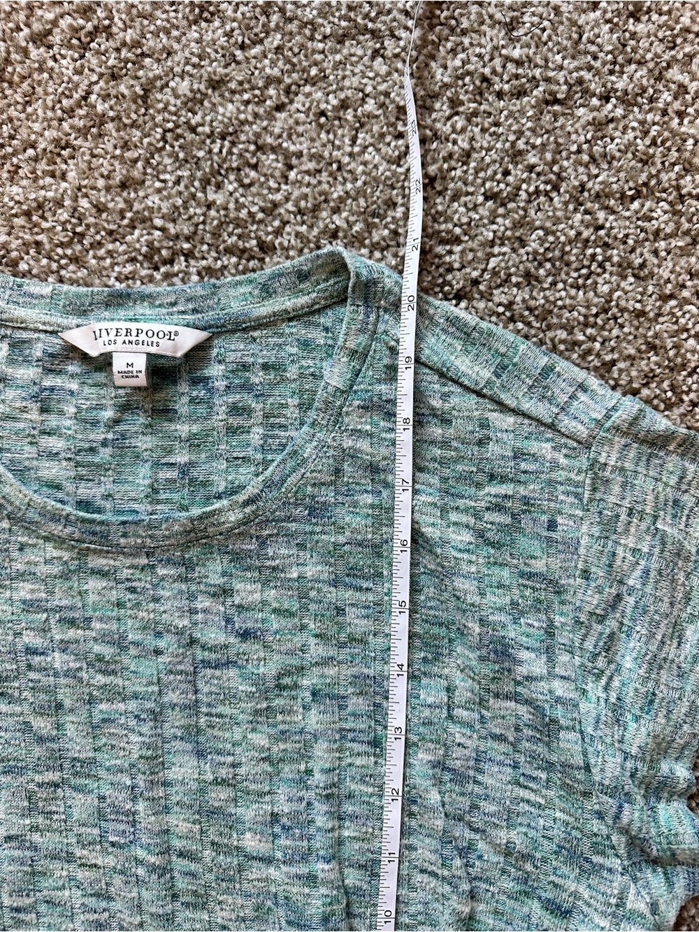 Liverpool Heathered Mint Green Short Sleeve Side-Tie Top - Picture 6 of 6